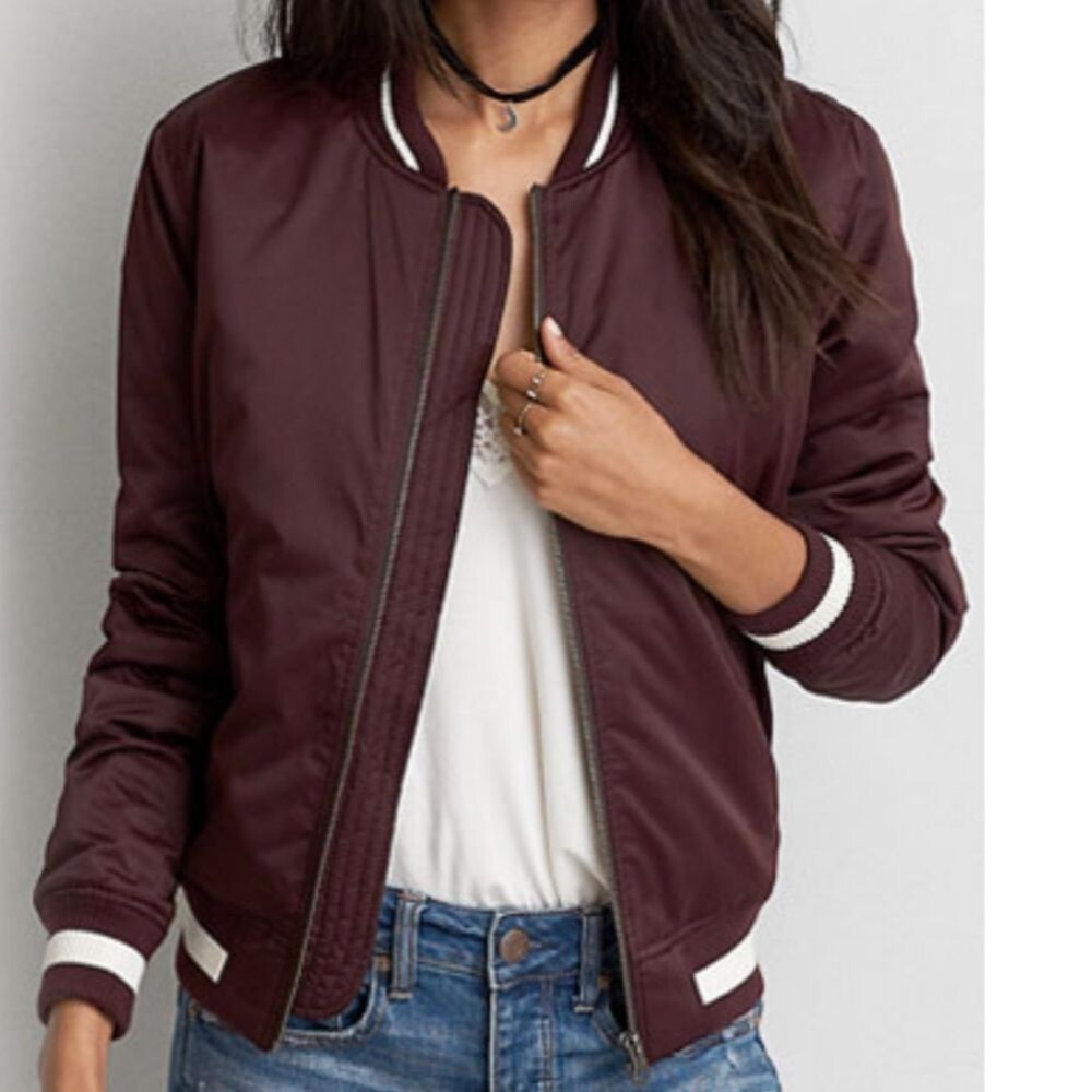 American Eagle Outfitters Maroon Bomber Jacket